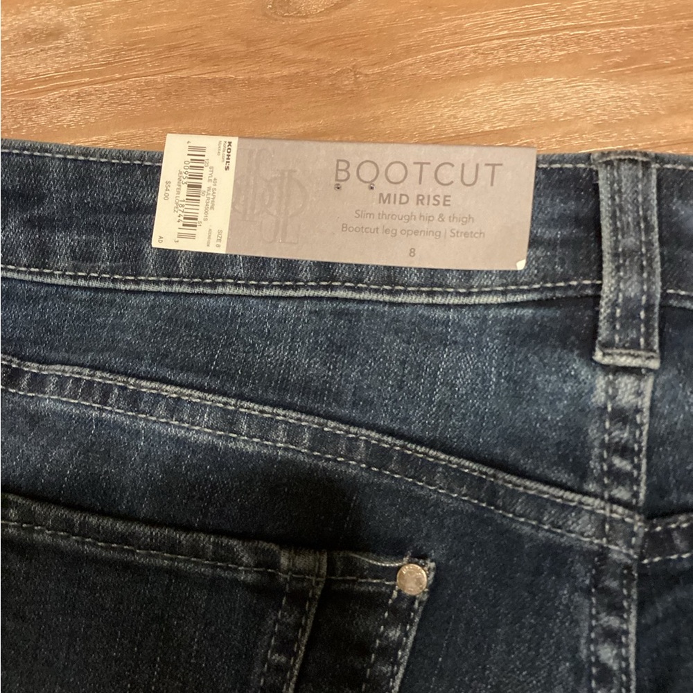 Jennifer Lopez Mid Rise Dark Blue Boot Cut Stretch Jeans Size 8 NWT - Picture 4 of 5